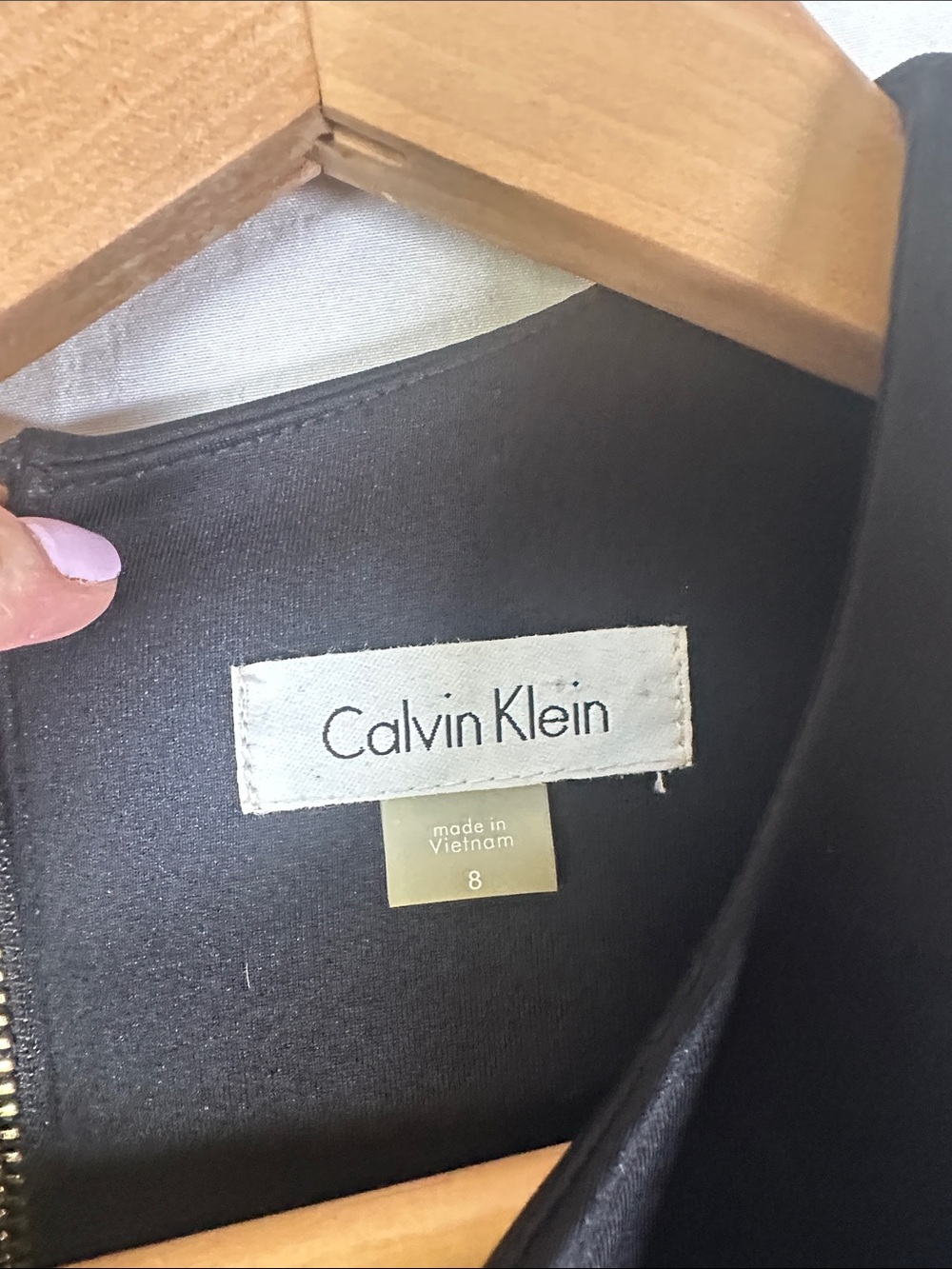 Calvin Klein Black Sleeveless Midi Sheath Dress with Gold Back Zip - Picture 2 of 7